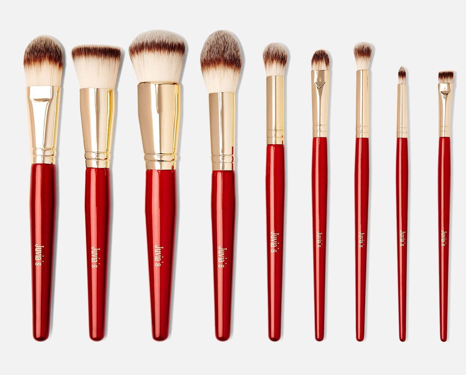 Foundation Brush, Flat Top Brush, Round Top Brush, Tapered Brush, Big Blending Brush, Flat Shader Brush, Blending Brush, Precision Pointy Brush, Flat Brow Brush,